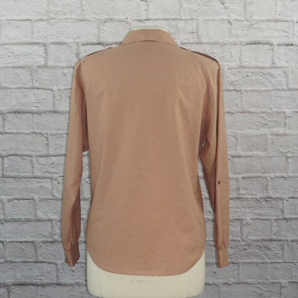 Vintage 80s DVF Diane Von Furstenberg Mauve Button Down Safari Blouse Top - Picture 2 of 8